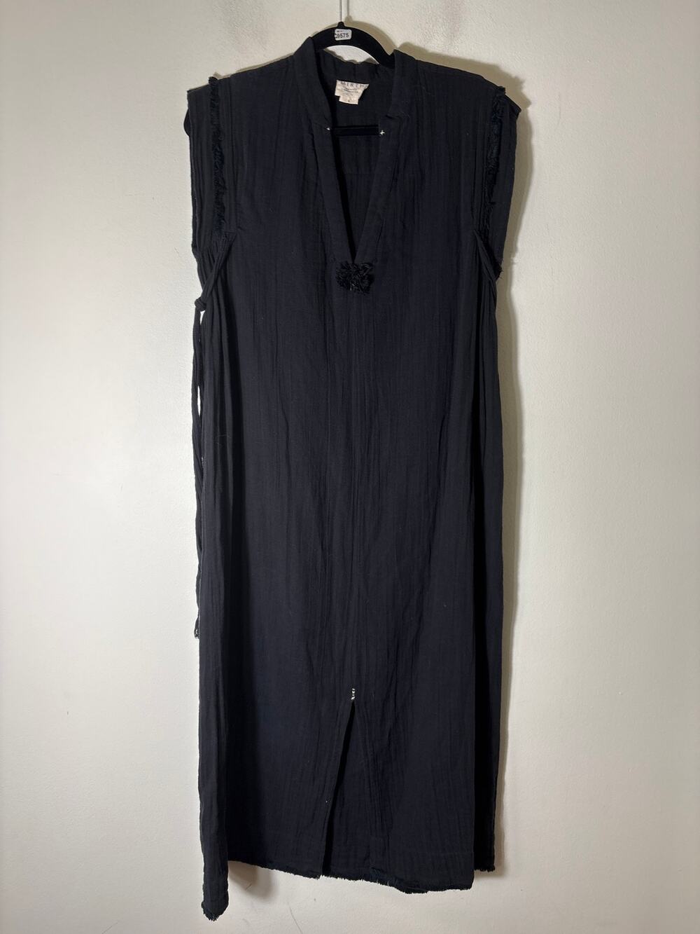 Mirth Black Cap Sleeve V-Neck Cotton Guauze Maxi Dress sz S